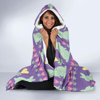 Rabbit Pattern Print Design RB01 Hooded Blanket-JORJUNE.COM