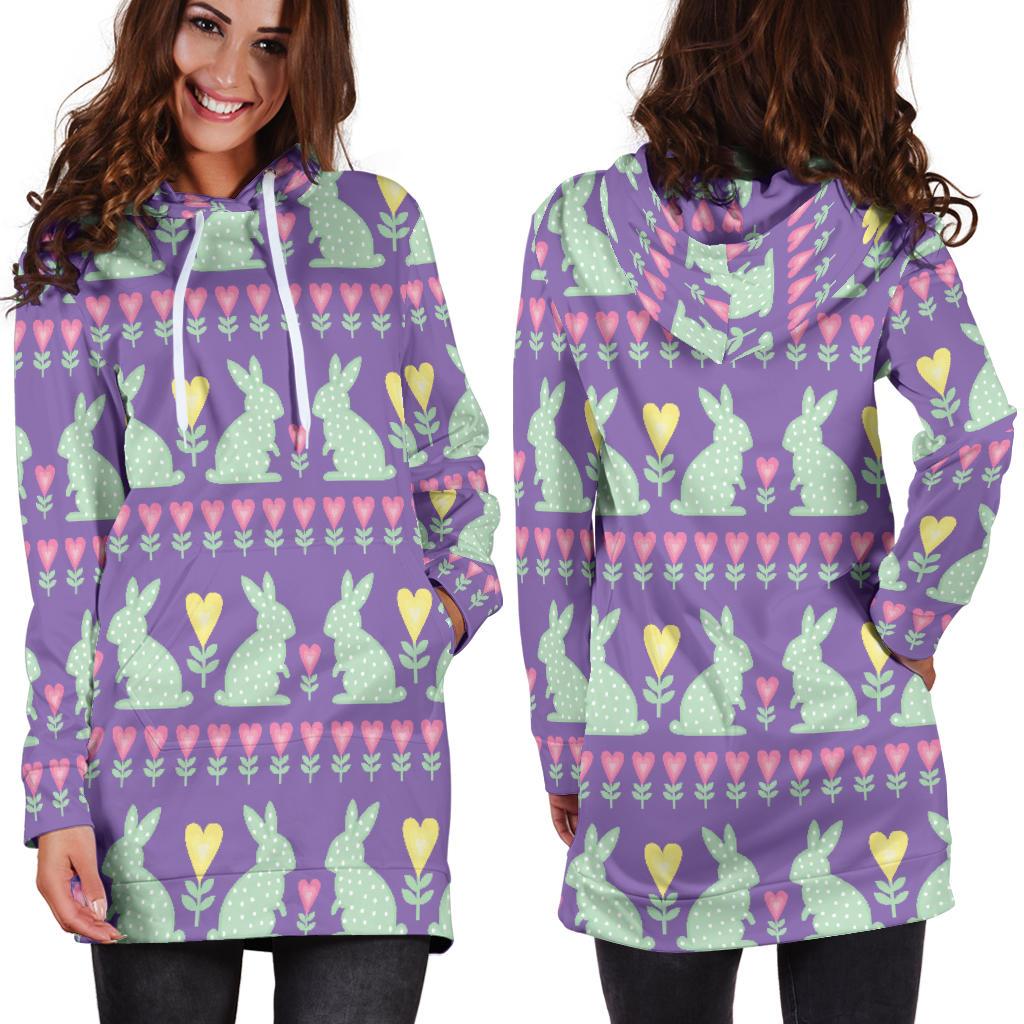 Rabbit Pattern Print Design RB01 Women Hoodie Dress