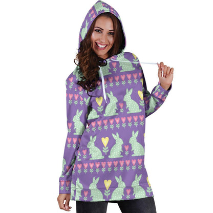 Rabbit Pattern Print Design RB01 Women Hoodie Dress