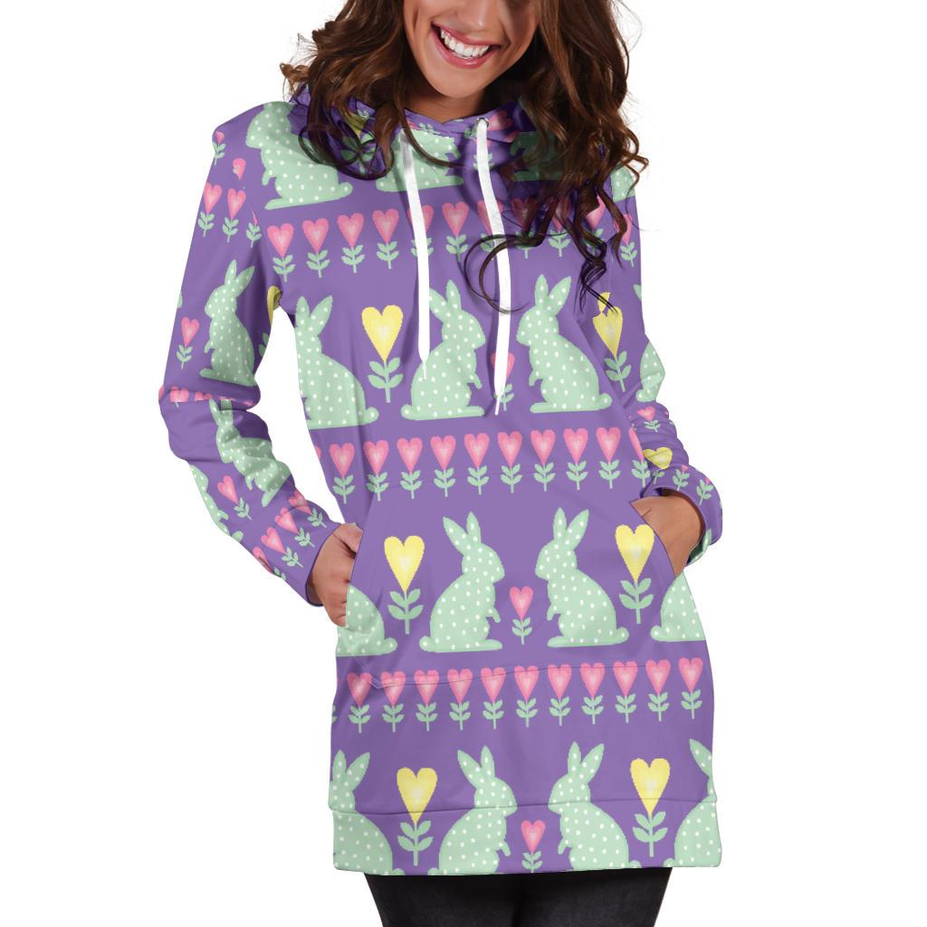 Rabbit Pattern Print Design RB01 Women Hoodie Dress