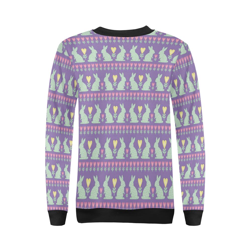 Rabbit Pattern Print Design RB01 Women Long Sleeve Sweatshirt-JorJune