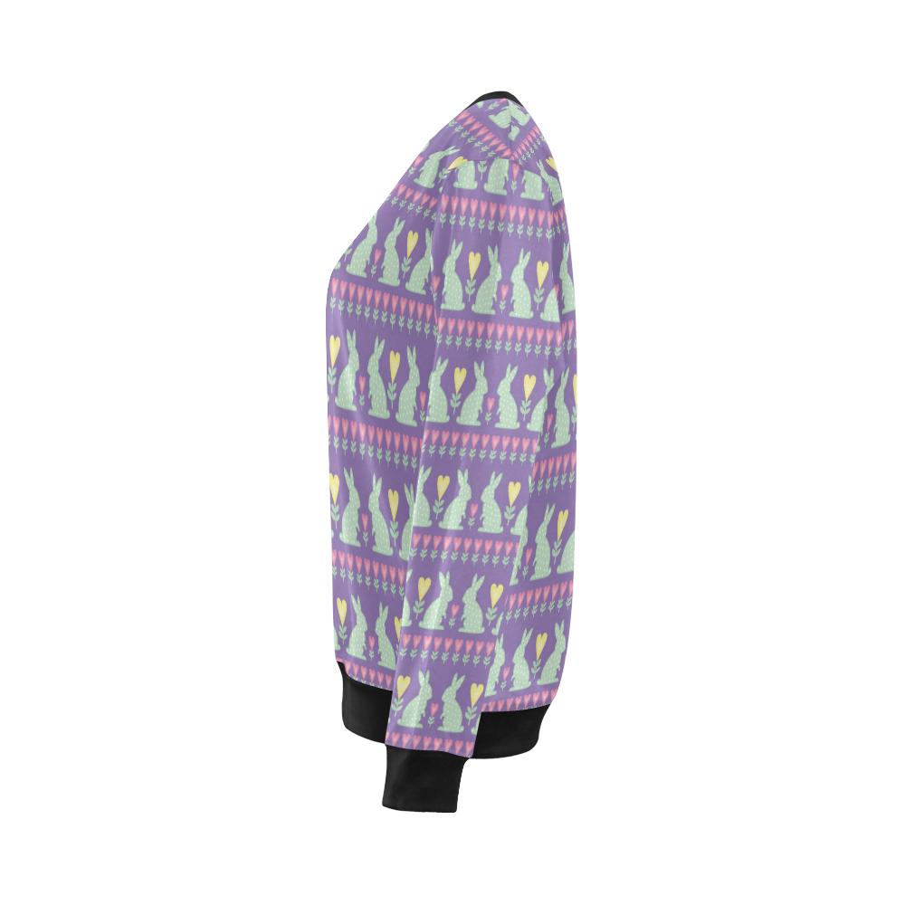 Rabbit Pattern Print Design RB01 Women Long Sleeve Sweatshirt-JorJune