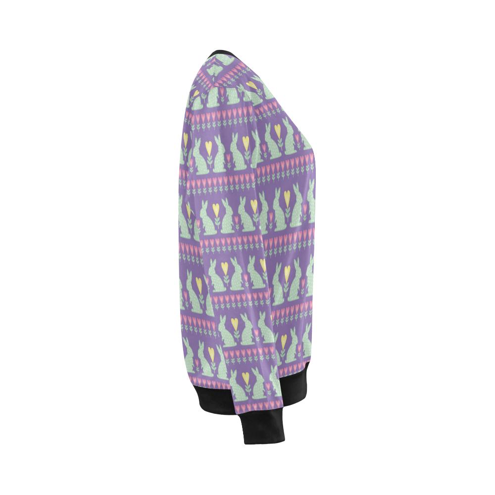 Rabbit Pattern Print Design RB01 Women Long Sleeve Sweatshirt-JorJune