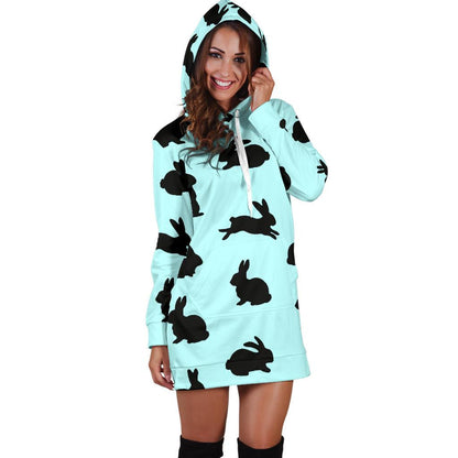 Rabbit Pattern Print Design RB010 Women Hoodie Dress