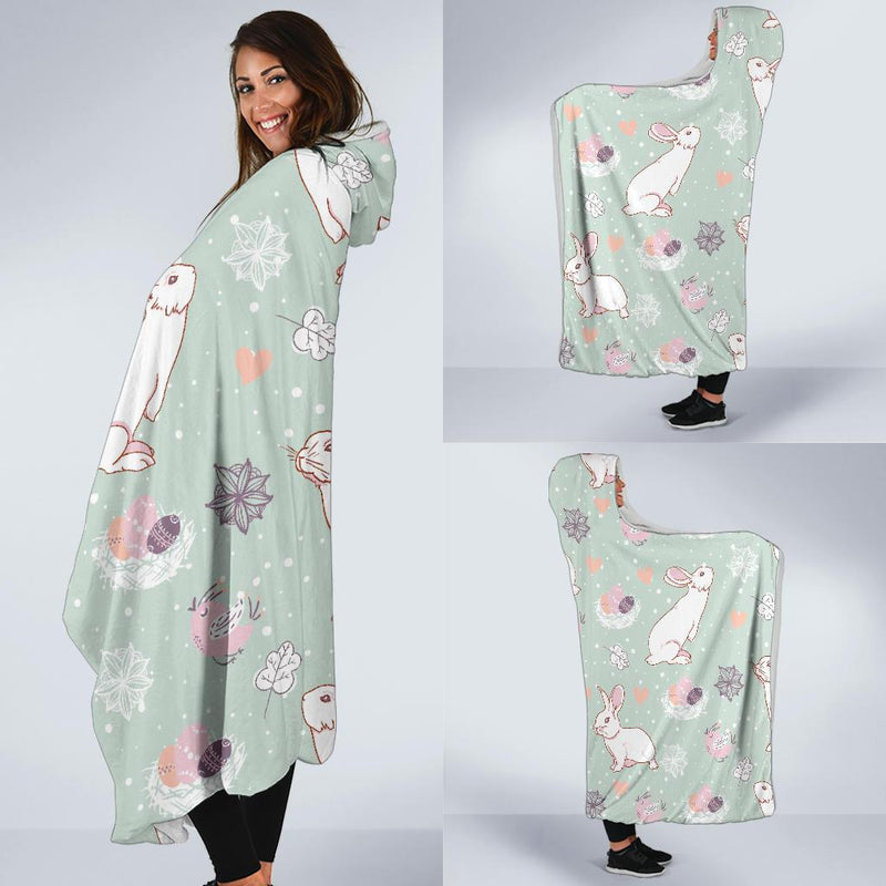 Rabbit Pattern Print Design RB011 Hooded Blanket-JORJUNE.COM