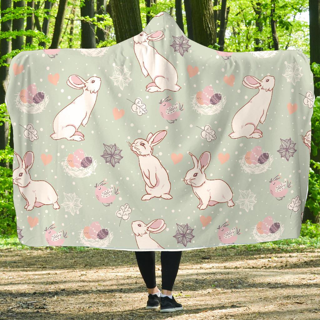 Rabbit Pattern Print Design RB011 Hooded Blanket-JORJUNE.COM