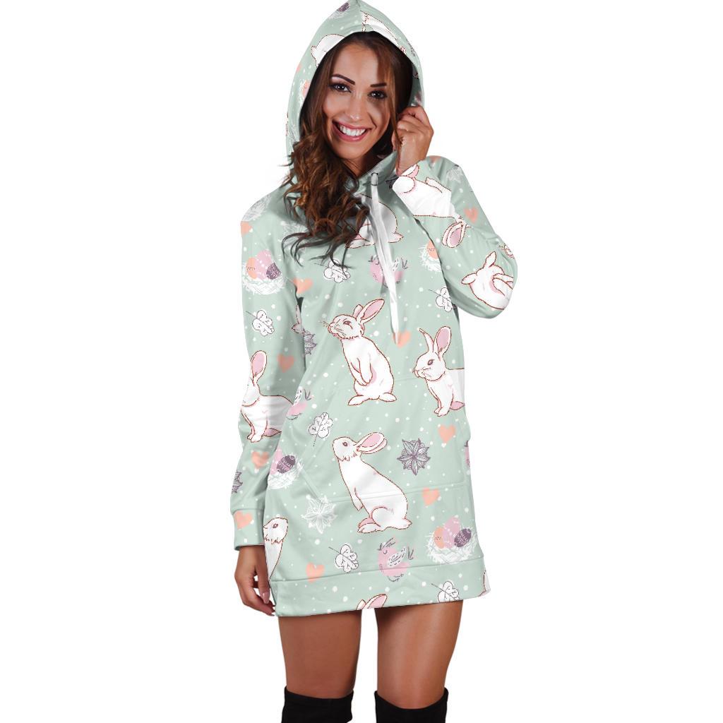 Rabbit Pattern Print Design RB011 Women Hoodie Dress