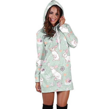 Rabbit Pattern Print Design RB011 Women Hoodie Dress