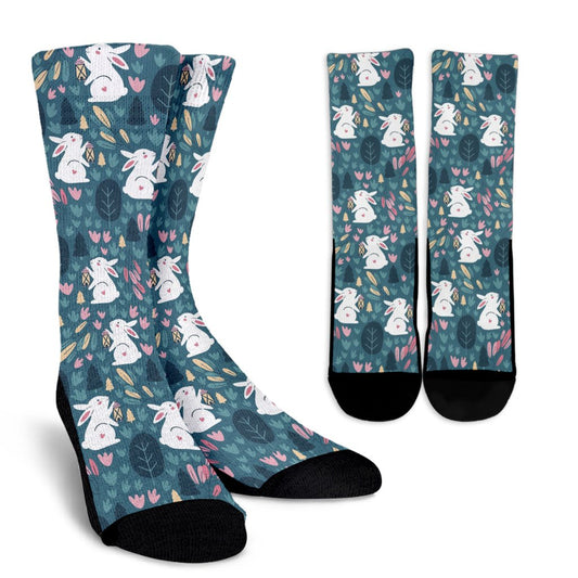 Rabbit Pattern Print Design RB013 Crew Socks-JORJUNE.COM