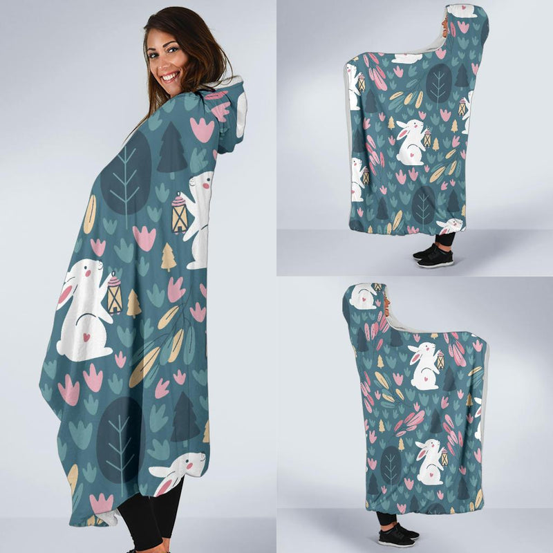 Rabbit Pattern Print Design RB013 Hooded Blanket-JORJUNE.COM