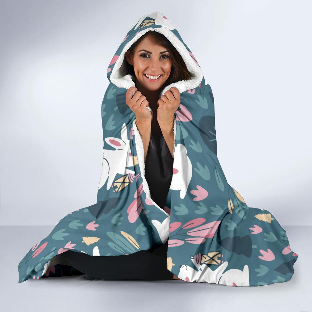 Rabbit Pattern Print Design RB013 Hooded Blanket-JORJUNE.COM