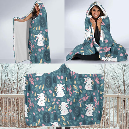 Rabbit Pattern Print Design RB013 Hooded Blanket-JORJUNE.COM