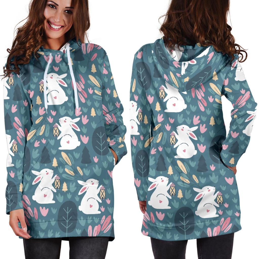 Rabbit Pattern Print Design RB013 Women Hoodie Dress