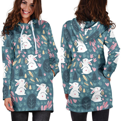 Rabbit Pattern Print Design RB013 Women Hoodie Dress
