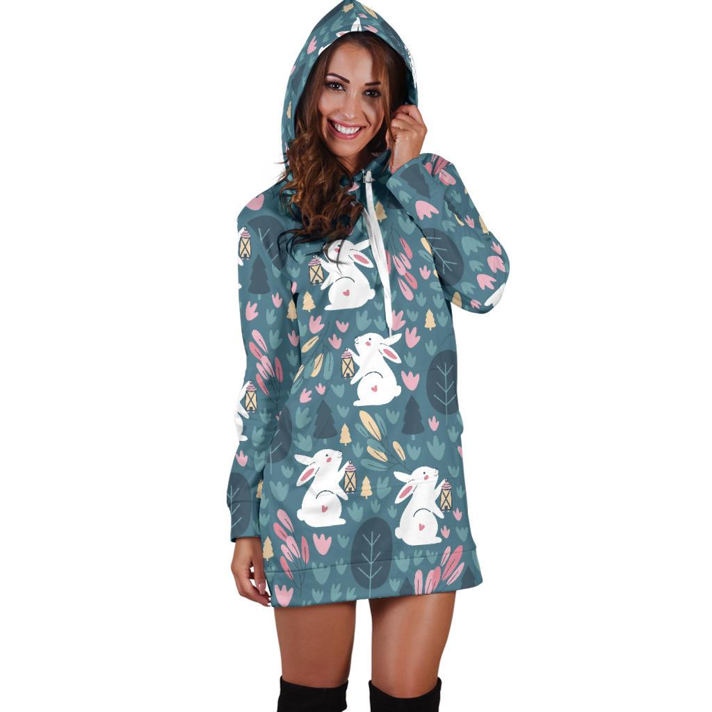 Rabbit Pattern Print Design RB013 Women Hoodie Dress