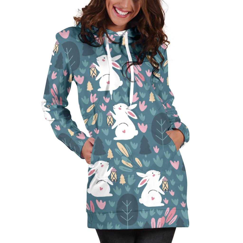Rabbit Pattern Print Design RB013 Women Hoodie Dress