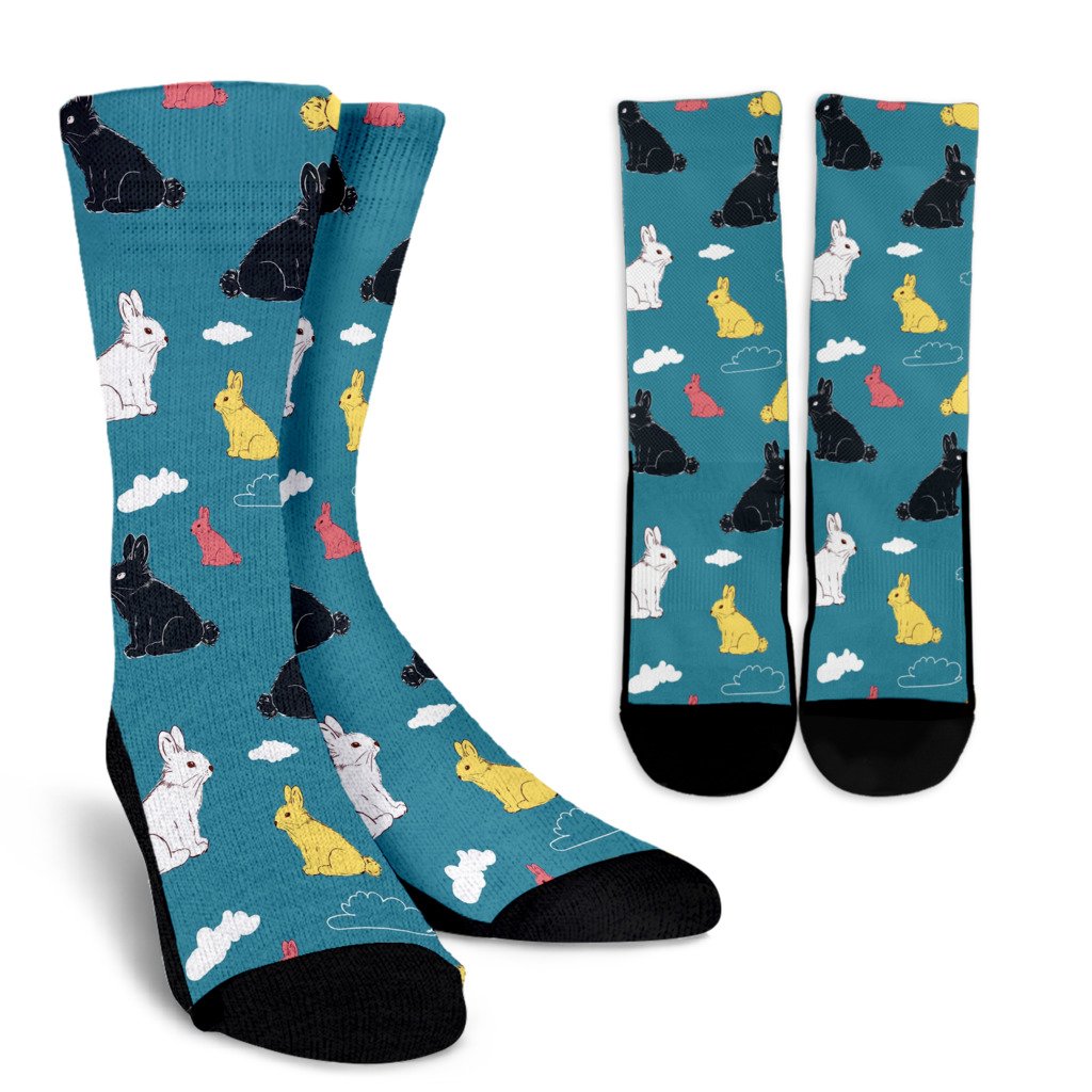 Rabbit Pattern Print Design RB014 Crew Socks-JORJUNE.COM
