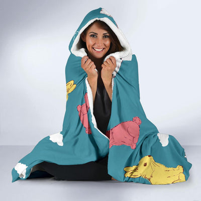 Rabbit Pattern Print Design RB014 Hooded Blanket-JORJUNE.COM