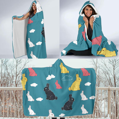 Rabbit Pattern Print Design RB014 Hooded Blanket-JORJUNE.COM