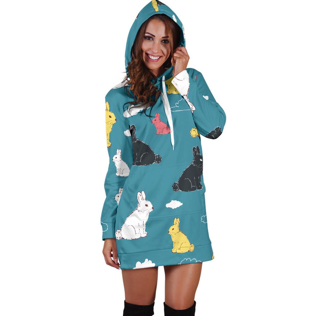 Rabbit Pattern Print Design RB014 Women Hoodie Dress