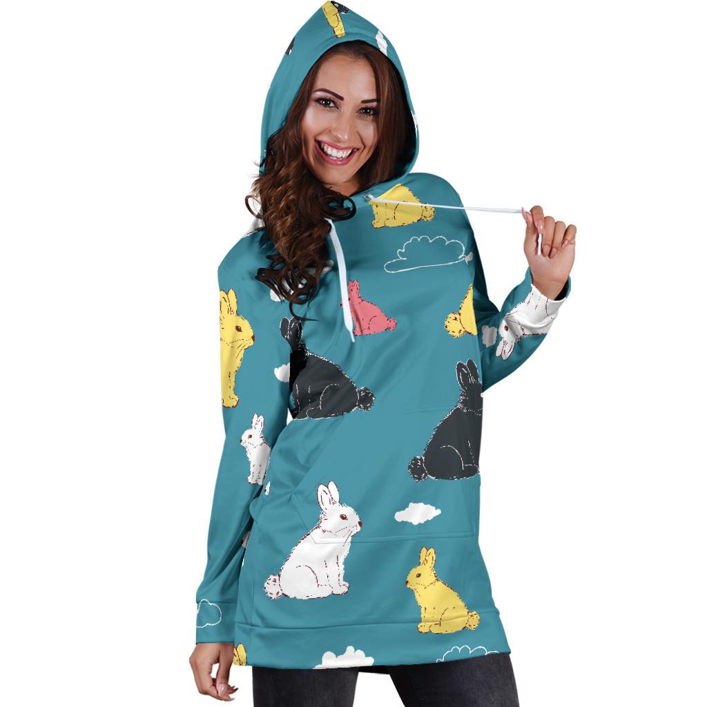 Rabbit Pattern Print Design RB014 Women Hoodie Dress