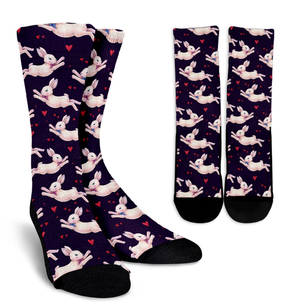 Rabbit Pattern Print Design RB016 Crew Socks-JORJUNE.COM