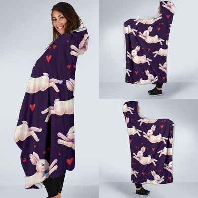 Rabbit Pattern Print Design RB016 Hooded Blanket-JORJUNE.COM