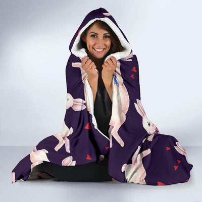 Rabbit Pattern Print Design RB016 Hooded Blanket-JORJUNE.COM