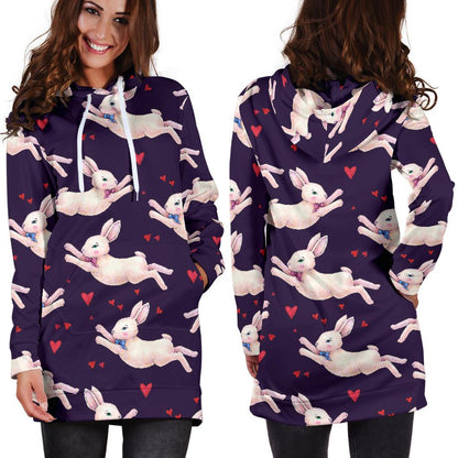 Rabbit Pattern Print Design RB016 Women Hoodie Dress