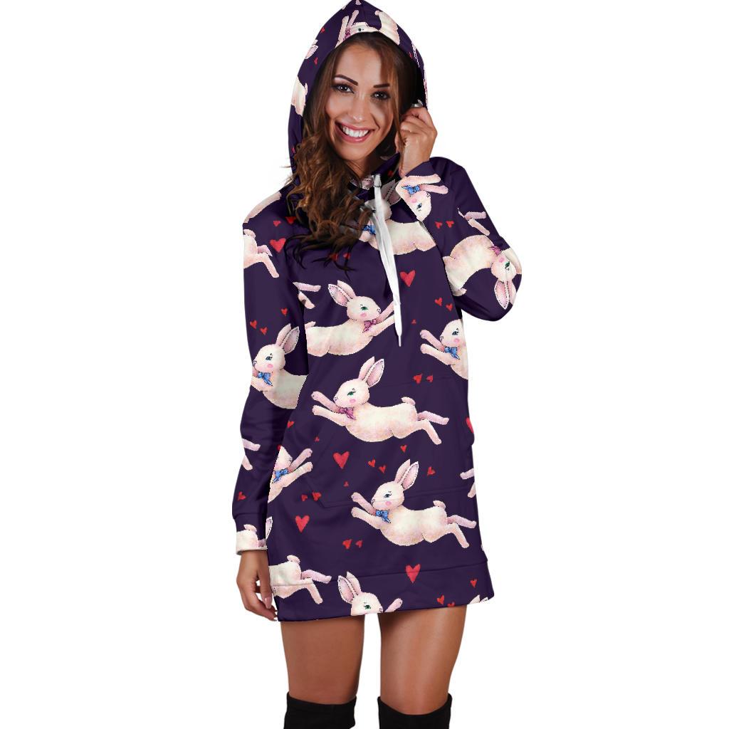 Rabbit Pattern Print Design RB016 Women Hoodie Dress