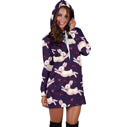 Rabbit Pattern Print Design RB016 Women Hoodie Dress