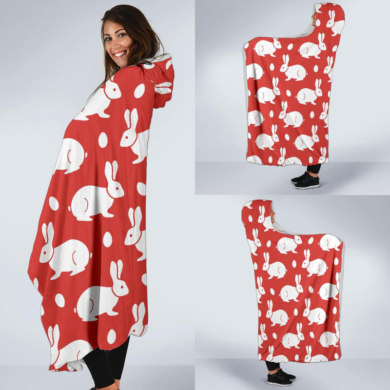 Rabbit Pattern Print Design RB017 Hooded Blanket-JORJUNE.COM