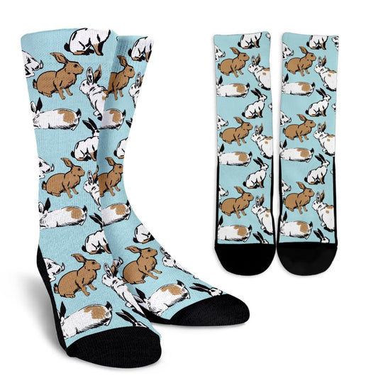 Rabbit Pattern Print Design RB018 Crew Socks-JORJUNE.COM