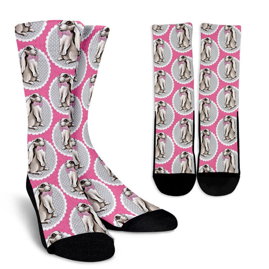 Rabbit Pattern Print Design RB019 Crew Socks-JORJUNE.COM