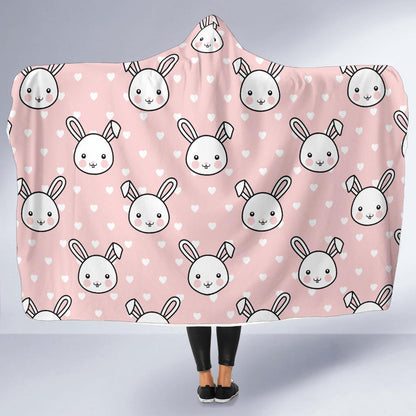 Rabbit Pattern Print Design RB02 Hooded Blanket-JORJUNE.COM