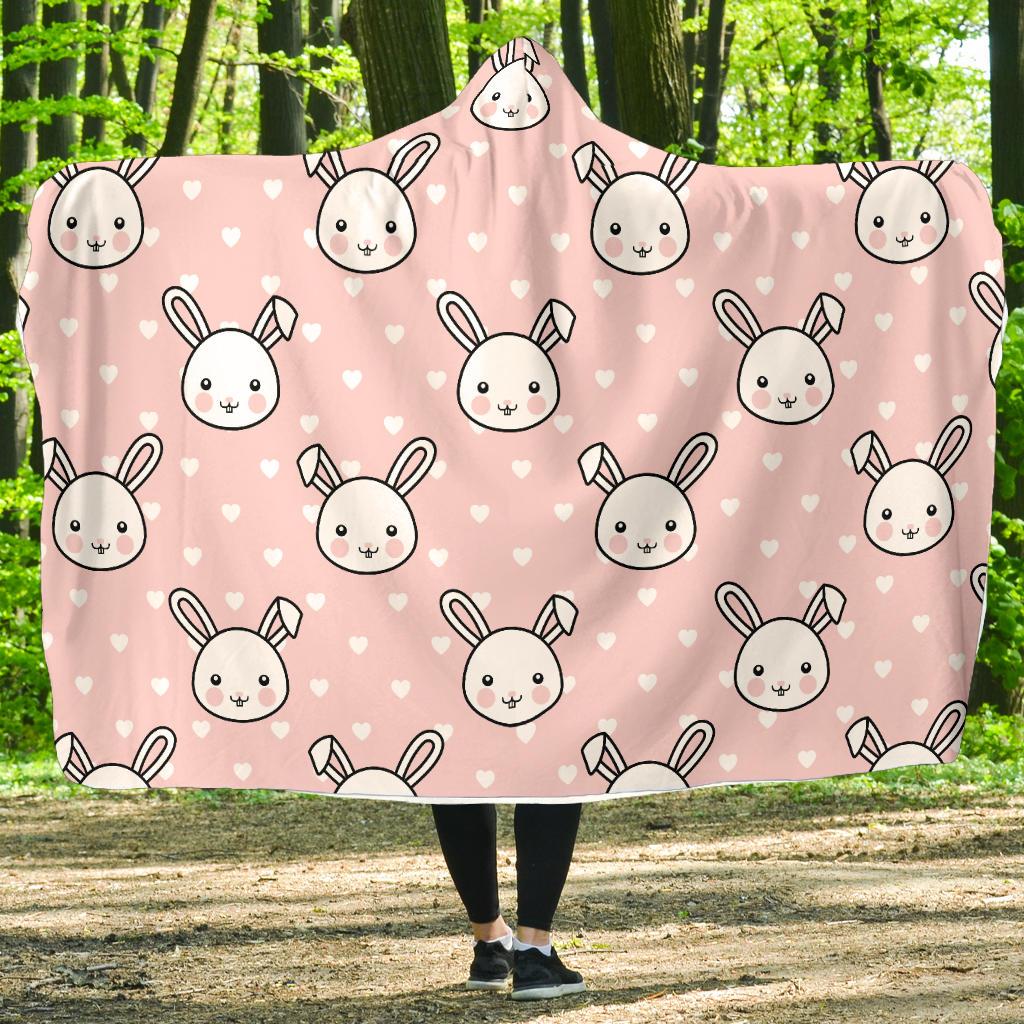 Rabbit Pattern Print Design RB02 Hooded Blanket-JORJUNE.COM