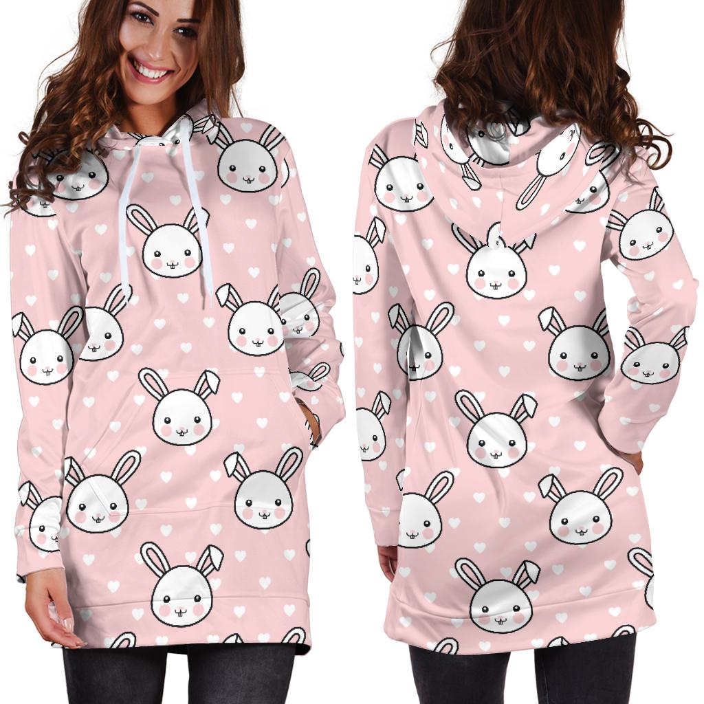 Rabbit Pattern Print Design RB02 Women Hoodie Dress