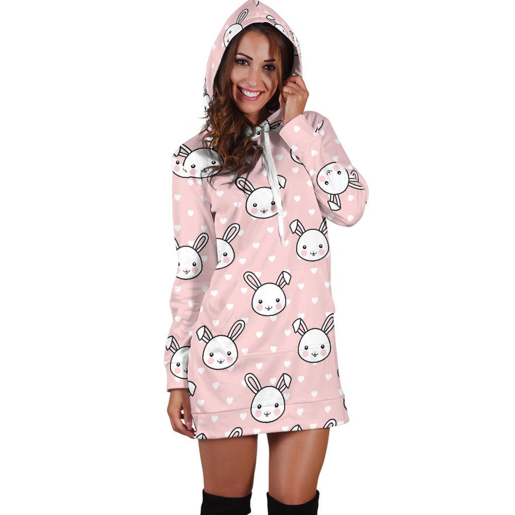 Rabbit Pattern Print Design RB02 Women Hoodie Dress