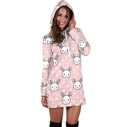 Rabbit Pattern Print Design RB02 Women Hoodie Dress
