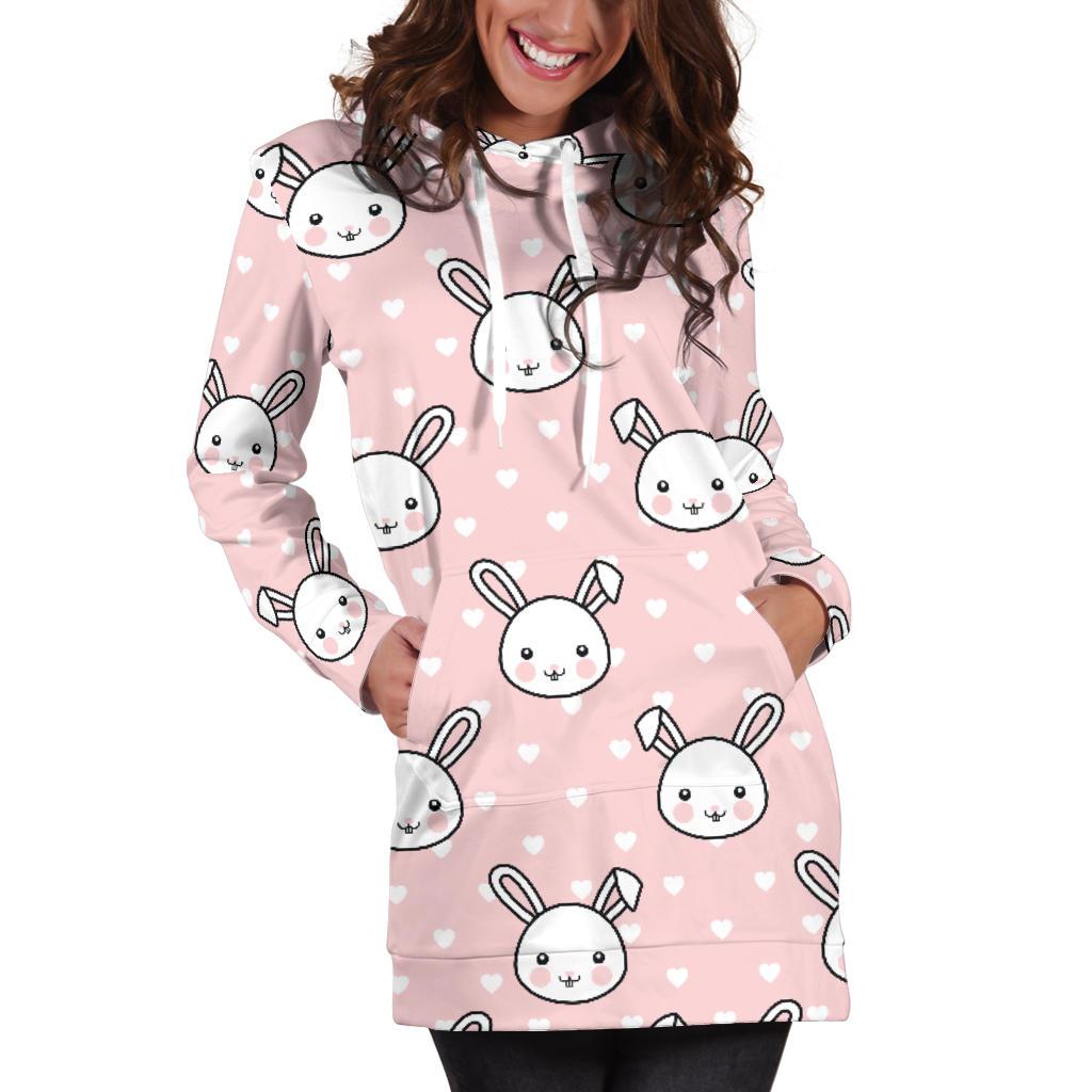 Rabbit Pattern Print Design RB02 Women Hoodie Dress