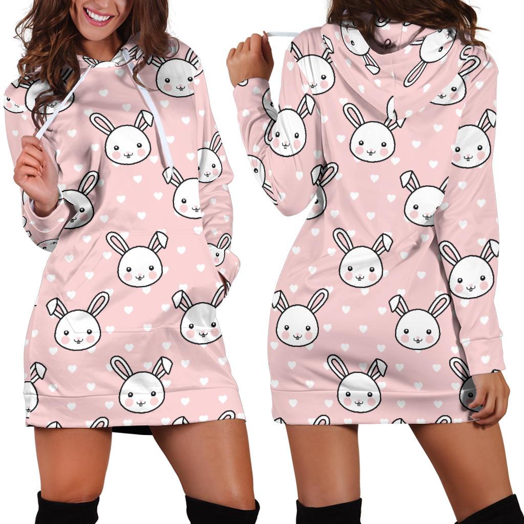 Rabbit Pattern Print Design RB02 Women Hoodie Dress