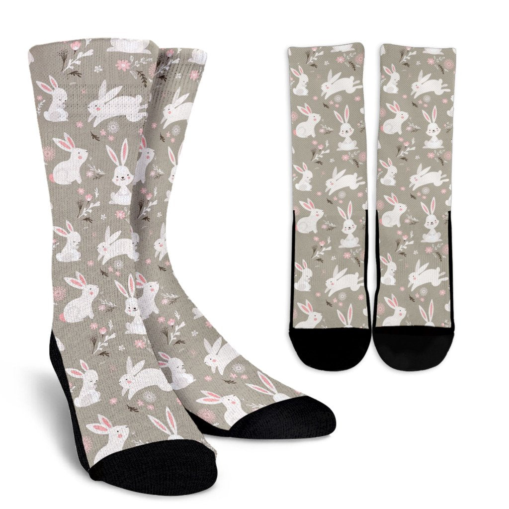 Rabbit Pattern Print Design RB03 Crew Socks-JORJUNE.COM