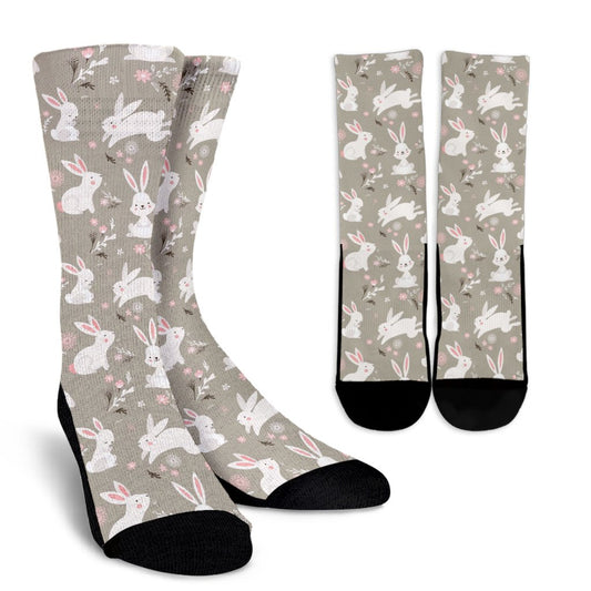 Rabbit Pattern Print Design RB03 Crew Socks-JORJUNE.COM