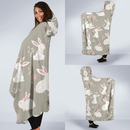 Rabbit Pattern Print Design RB03 Hooded Blanket-JORJUNE.COM