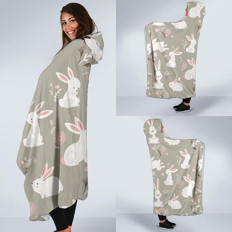 Rabbit Pattern Print Design RB03 Hooded Blanket-JORJUNE.COM