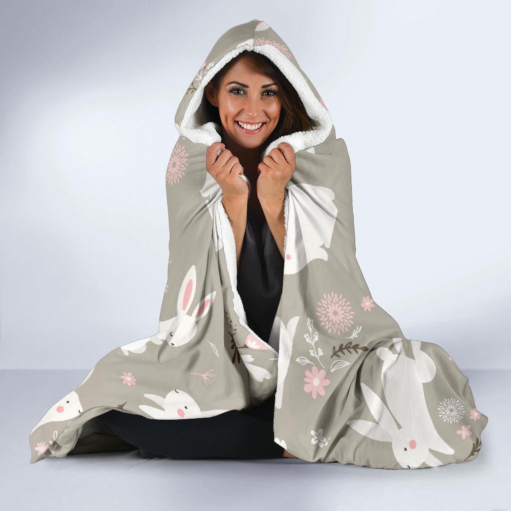 Rabbit Pattern Print Design RB03 Hooded Blanket-JORJUNE.COM