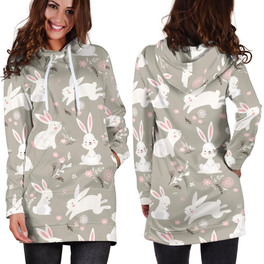 Rabbit Pattern Print Design RB03 Women Hoodie Dress