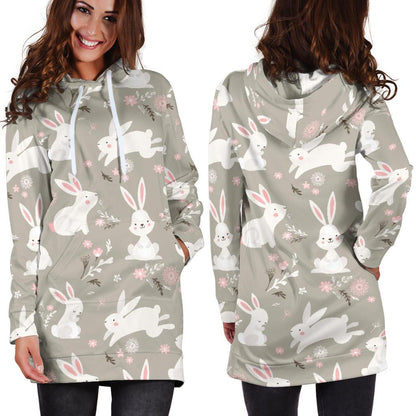 Rabbit Pattern Print Design RB03 Women Hoodie Dress