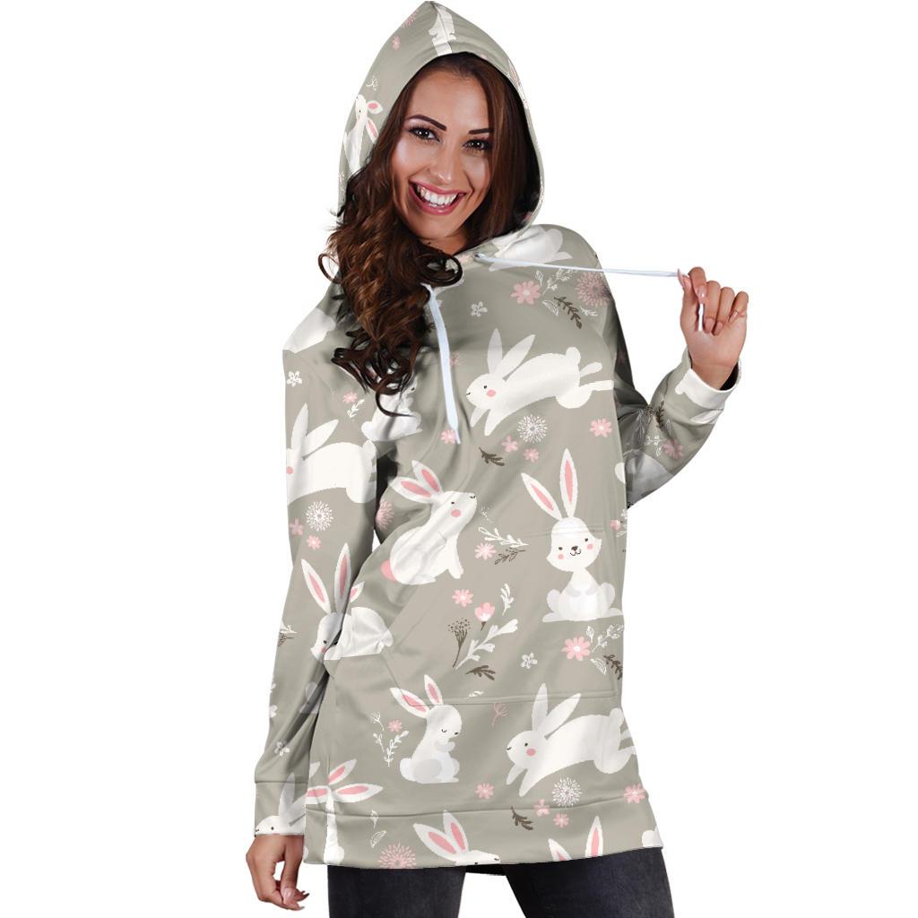 Rabbit Pattern Print Design RB03 Women Hoodie Dress