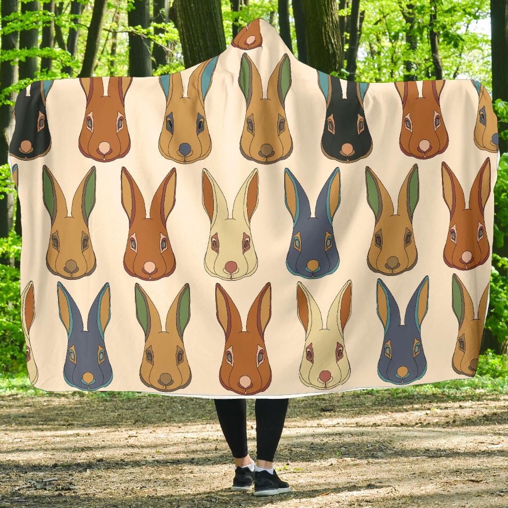 Rabbit Pattern Print Design RB04 Hooded Blanket-JORJUNE.COM